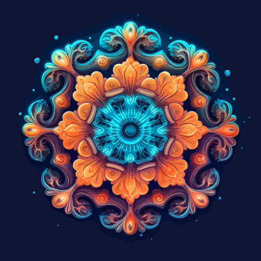 2d mandala made with mushrooms uv colors vector style detailed