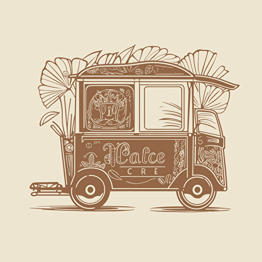 a boho style logo for a coffee cart, vector