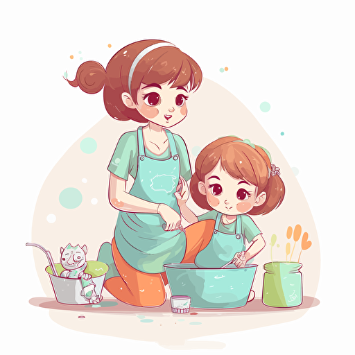 mommies little helper, cute, vector, white background