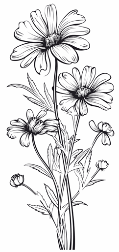 vector black outline wildflower crisp thick line