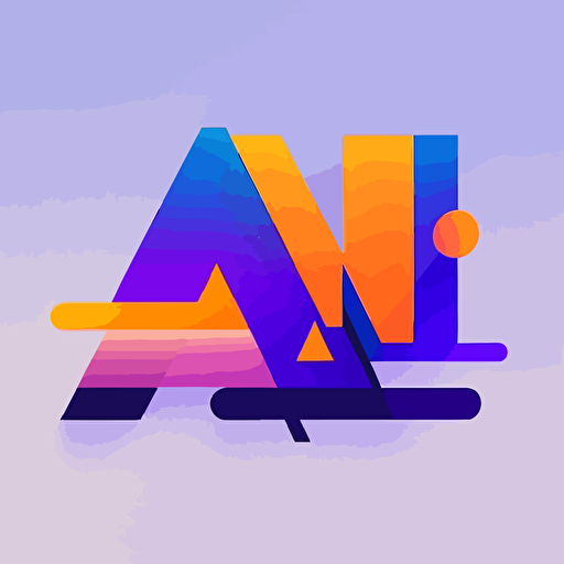 flat vector logo of A&I， blue purple orange gradient， simple minimal， by Ivan Chermayeff