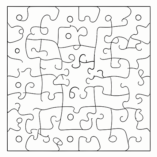 simple vector illustration, line drawing of puzzle