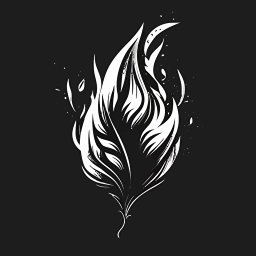 Black & White Vector Art, simple flame, logo, pfp