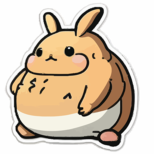 Big Chungus, Sticker, Hopeful, Tertiary Color, Kawaii, Contour, Vector, White Background, Detailed