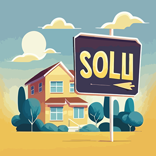 vector image, real estate, sold sign, soft illustration