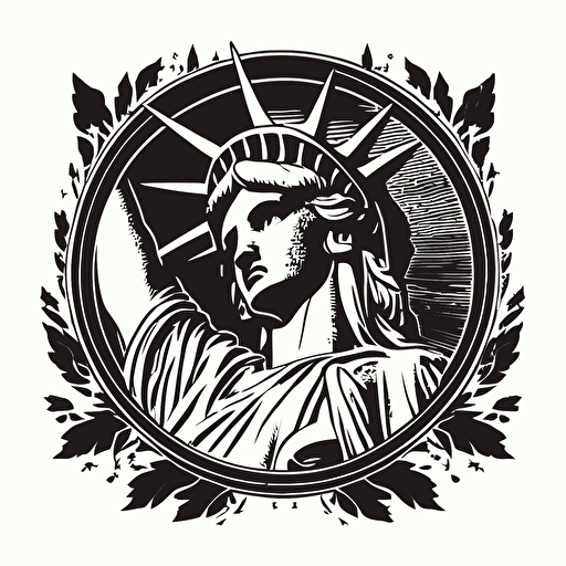 statue of liberty vector retro style black and white