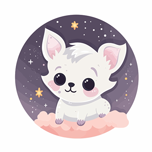 cute kawaii astral pup, logo, white background, vector