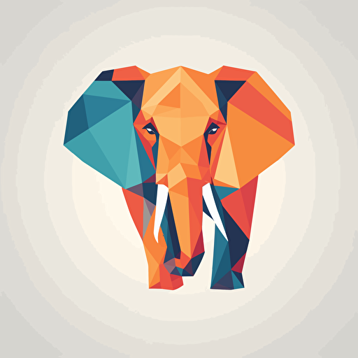 simple Elephant logo in geometric shapes, vector, 2d