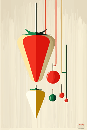 minimalist strawbery, Bauhaus style, retro colors, vector work, ultra resolution