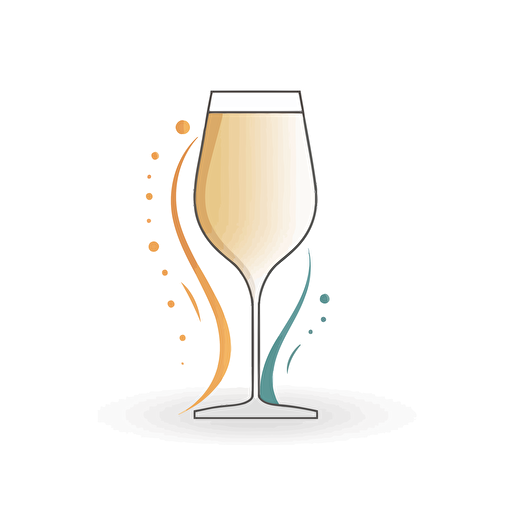 sparkling wine glass, logo, simple, vector white background, modern
