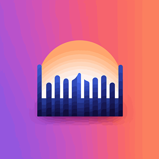 flat vector logo of fence, gate, blue purple orange gradient, simple minimal, by Ivan Chermayeff