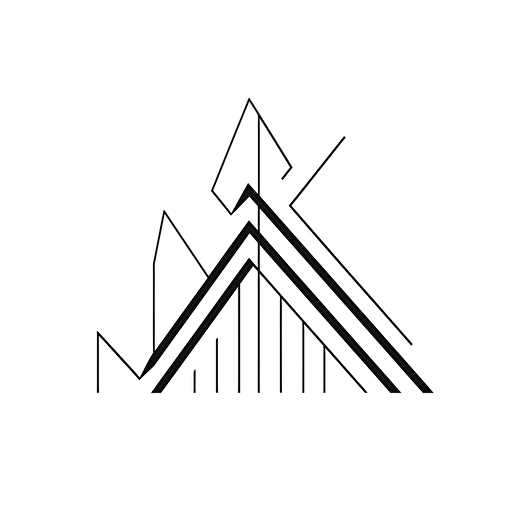 modern ,pixel iconic logo of upward line trends, black vector, on white background