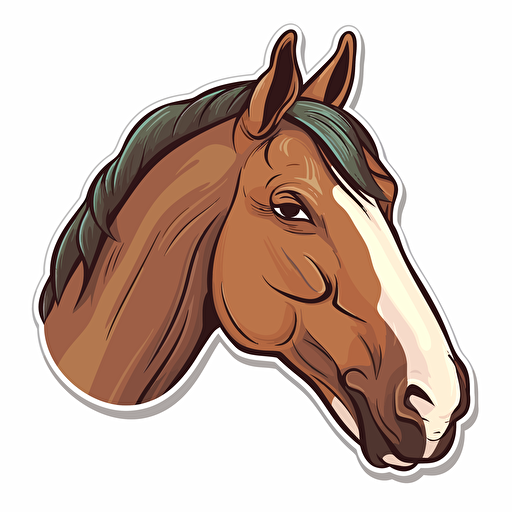 Vector illustration of a farm horse, hand-drawn, cartoonish, minimalistic, solid white background, kiss cut sticker