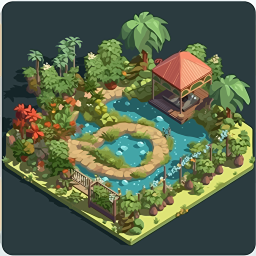 isometric cartoon vector image of a small botanical garden