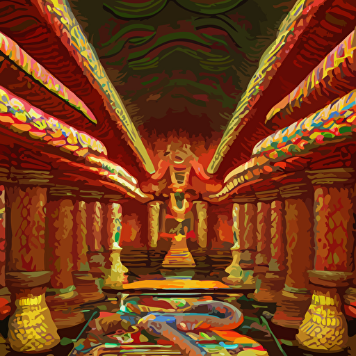 photorealistic inside temple snakes hyperdetailed photorealism 108 megapixels amazing depth glowing rich colors powerful imagery psychedelic overtones 4d 3d shading 3d cinematic lighting finalrender artstation concept art