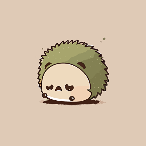 cute hedgehog with sad facial expression kawaii style, vector, simple, high-quality