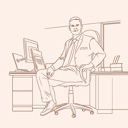 businessman, flat, vector, outline, in office