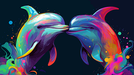 two dolphins in love, vibrant digital vector illustration.style by artgerm c 4 s500