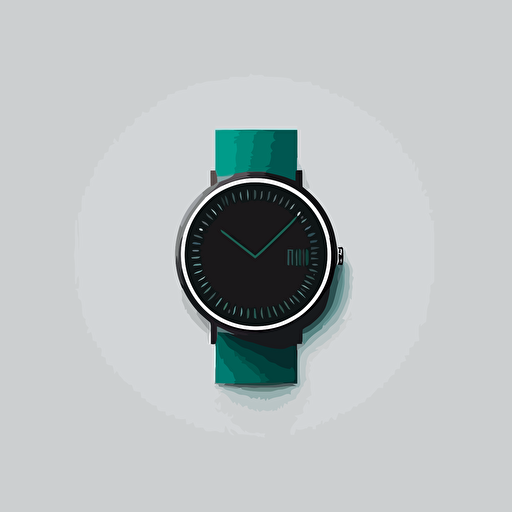 Logo design, No letters, vector, smart Hand watch with straps, minimalist, round shape, logo make using colours of black, dark teal.