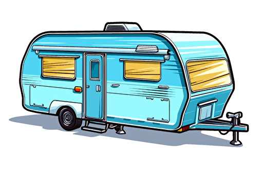 2d illustration, two toned trailer simple vector sticker