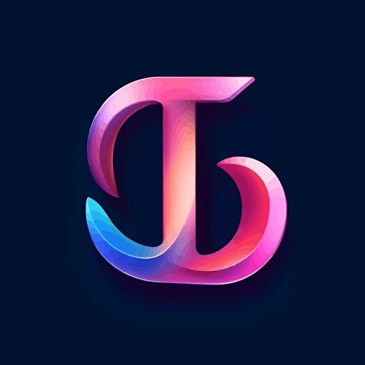 vector logo letter T, pink dark blue gradient,