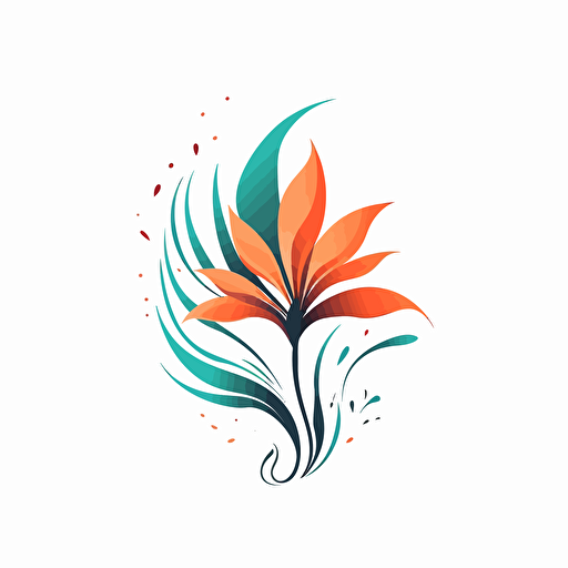 logotype for a brand with a growing flower, vector, art, white backround