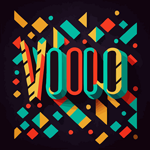 Design a logo for "woohoo" in text. Geometric, vivid color, simple vector, memphis style, genz taste
