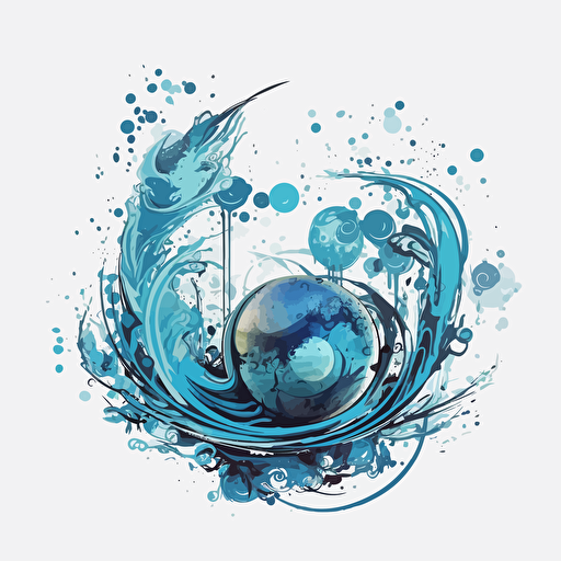 water magic effect, digital art, vector, sticker, white background