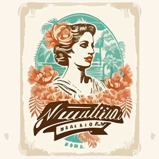 mothers day card art on white background vintag california 5x7 Vector