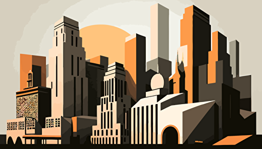 downtown los angeles, painted as shapes, minimal, low detail, vector art,