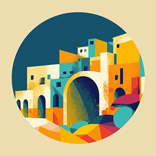 a simple vector logo including the venetian walls of nicosia and endometriosis, 2d, colourful