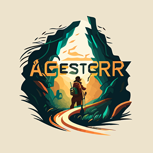 logotype. a seeker's journey. vector, game design, flat colors