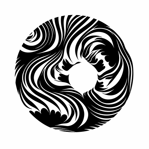 black and white linocut clean white background, banda tube forming a number 0 , in the style of sosaku hanga , vector