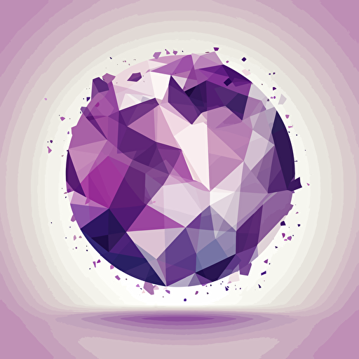 geometric sphere, flat vector art, purple tones, white background
