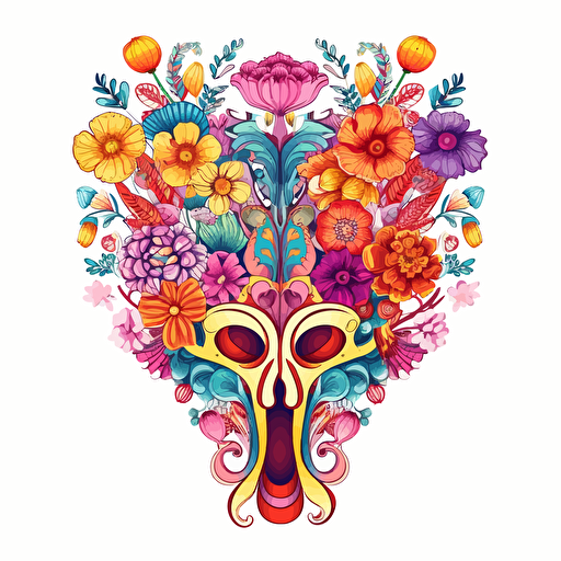 uterus. Cartoonish. Bright colors. Flowers. Fun. Vector, contour, White background. No mock-ups