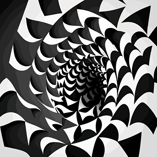 flat vector art of black and white geometric shapes arranged in a kelidascope formation