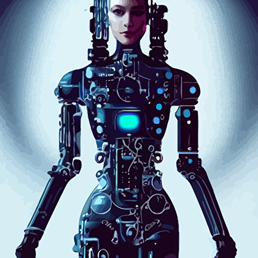 perfectly centered body portrait mechanical cyberpunk female android intricate elegant super highly detailed professional digital painting artstation concept art smooth sharp focus blur dof extreme illustration unreal engine 5 photorealism hd quality 8k resolution cinema 4d 3d beautiful cinematic art artgerm greg rutkowski alphonse mucha loish wlop