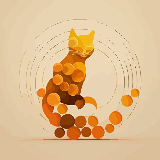 cat logo created out of 13 circles. Generate a cat illustration using exactly 13 intersecting circles. Minimal Vector logo made only from circular shapes.