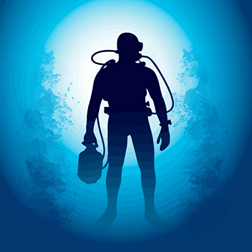 vector illustration silhouette male scuba diver underwater swimming