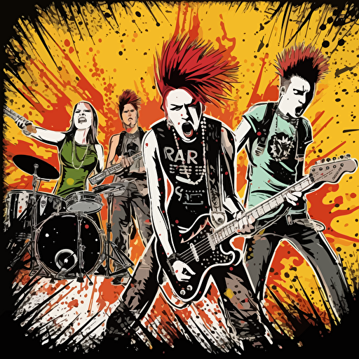 punk rock vector background scene, colorful