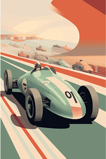 poster 1940 race event light muted colours, minimalistic vector,