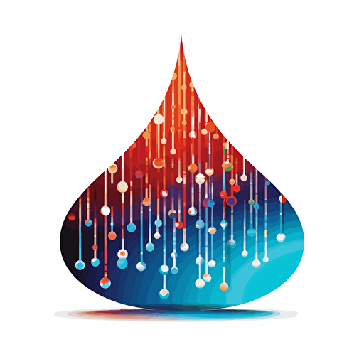 a drop-shaped technology logo made from programming code, simple, vector