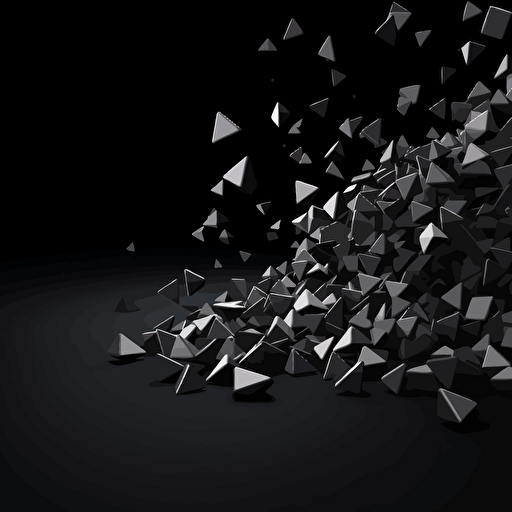 scattered triangular tablets, black background, vector illustration