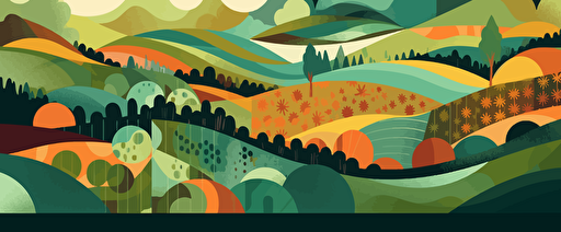 Abstract farm field collage background. Agro land backdrop, farmland landscape vector illustration with texture. Oriental decorative poster, eco design, green rural template, ecology art header, limit colors, vector stylet, flat colors, minimal, svg style, no gradient