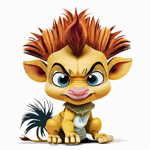 A saturated colorfull baby fur ozymandias, goofy looking, smiling, white background, vector art , pixar style