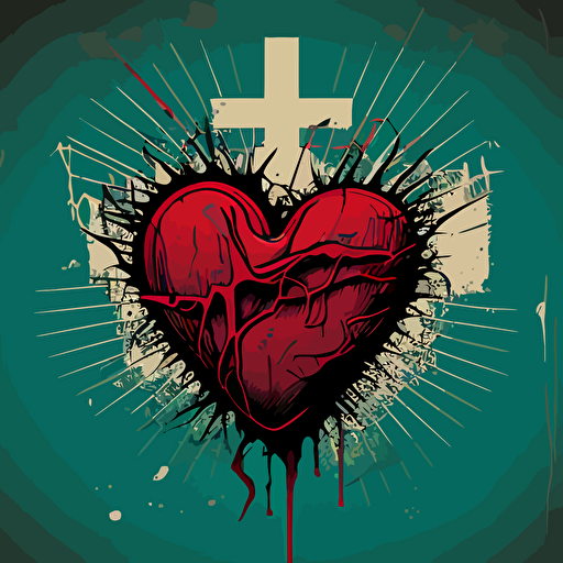 funny picture of a sacred heart for graffiti app, graffiti style, vector