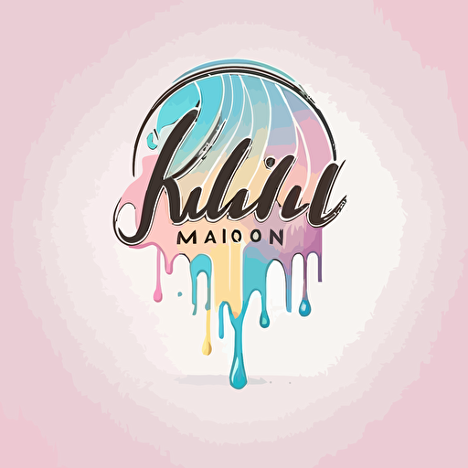 hair salon logo with dripping, vector, pastels colors logo name HairInk