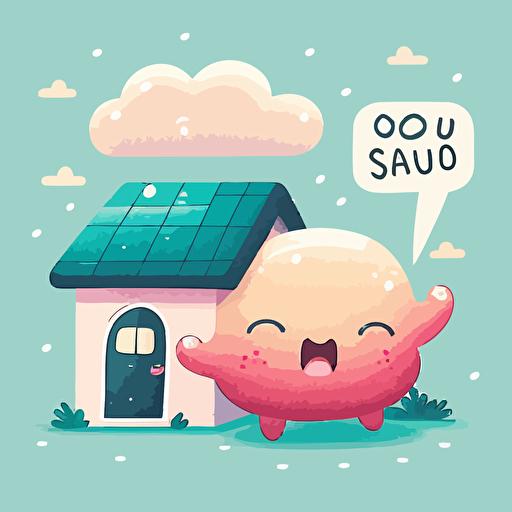 vector image, real estate, sold sign, kawaii, soft illustration