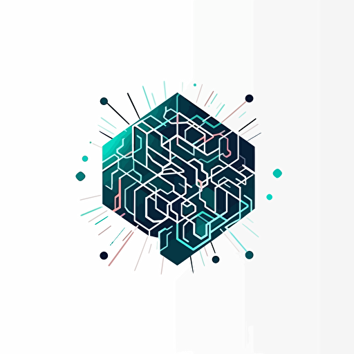 vector logo minimal design of a neural blockchain block