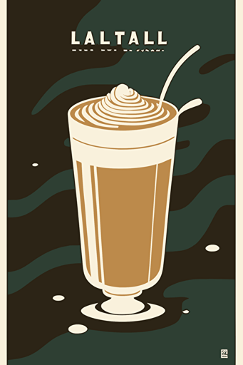 latte, retro vector illustration, mid-century minimalist style